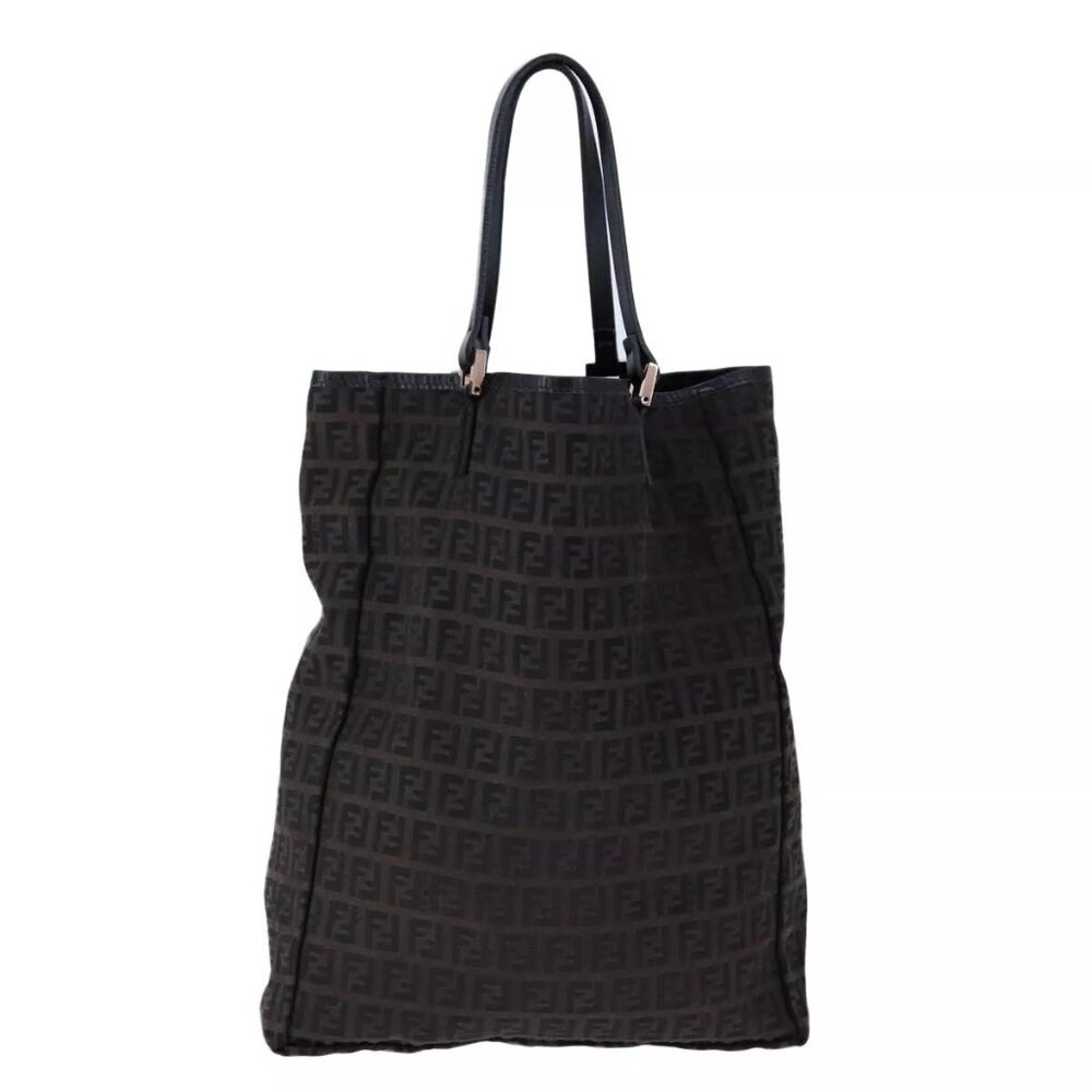 FENDI Zucchino Canvas Tote Bag Brown Auth - Picture 7 of 16